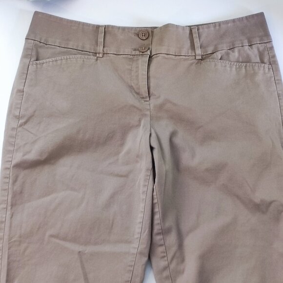 Loft Outlet pants original crop flat front casual / business casual tan size 10 - Picture 2 of 12